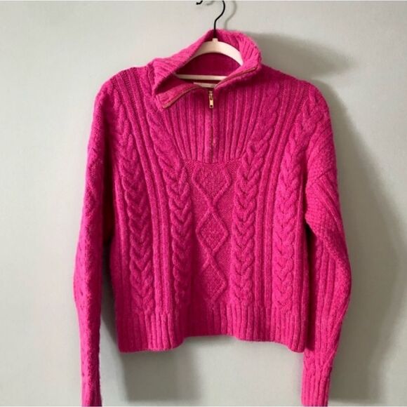 Anthropologie Cable Knit 1/4 Zip Sweater Sz XSMALL - Picture 3 of 8